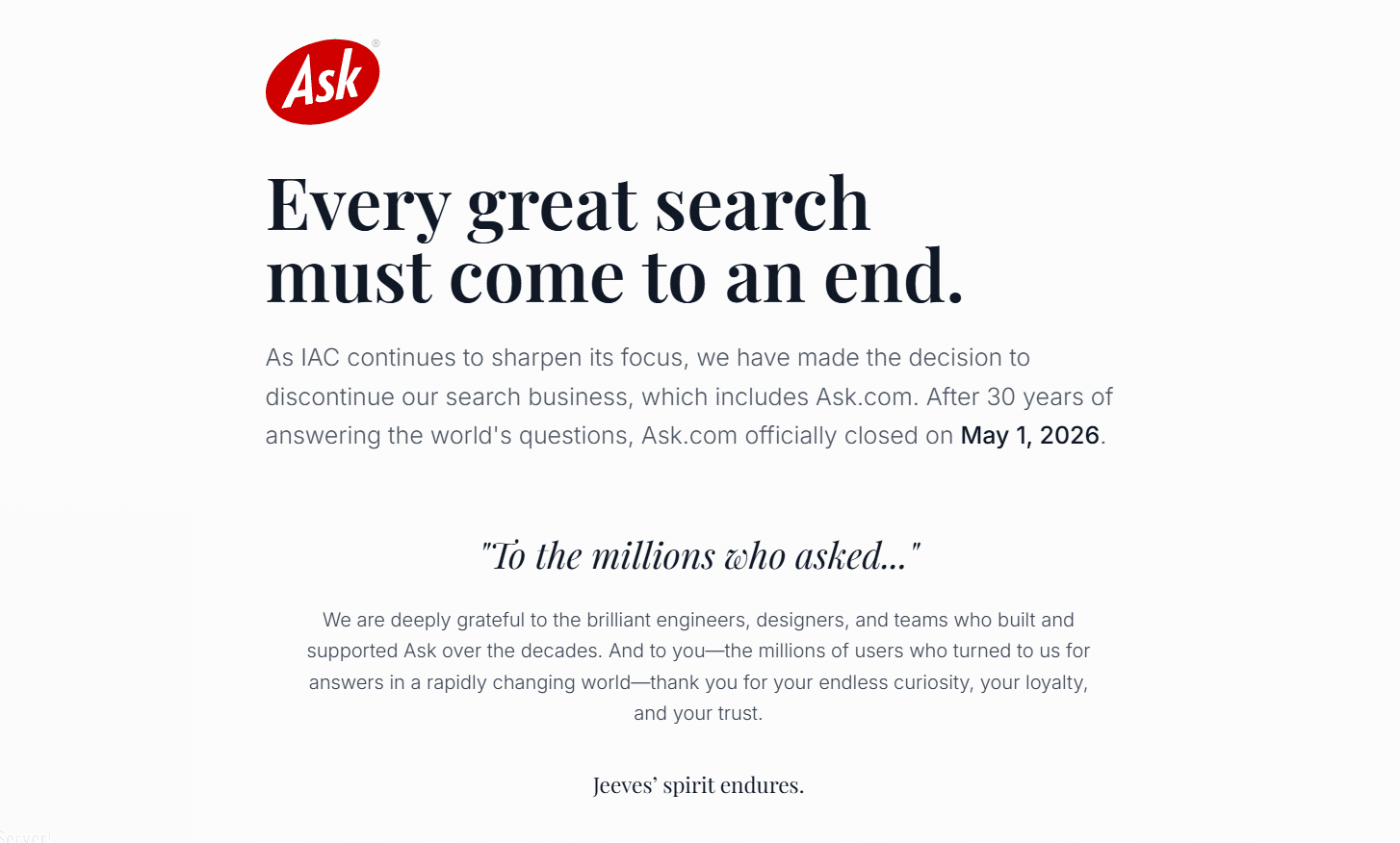 Ask Jeeves Shuts Down: How Early Conversational Search Lost to Modern AI Chatbots