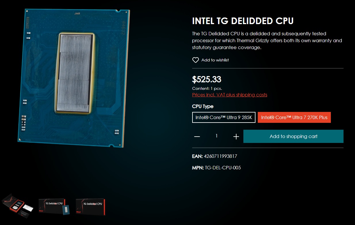 Thermal Grizzly’s Delidded Core Ultra 7 270K Plus Redefines Safe Overclocking