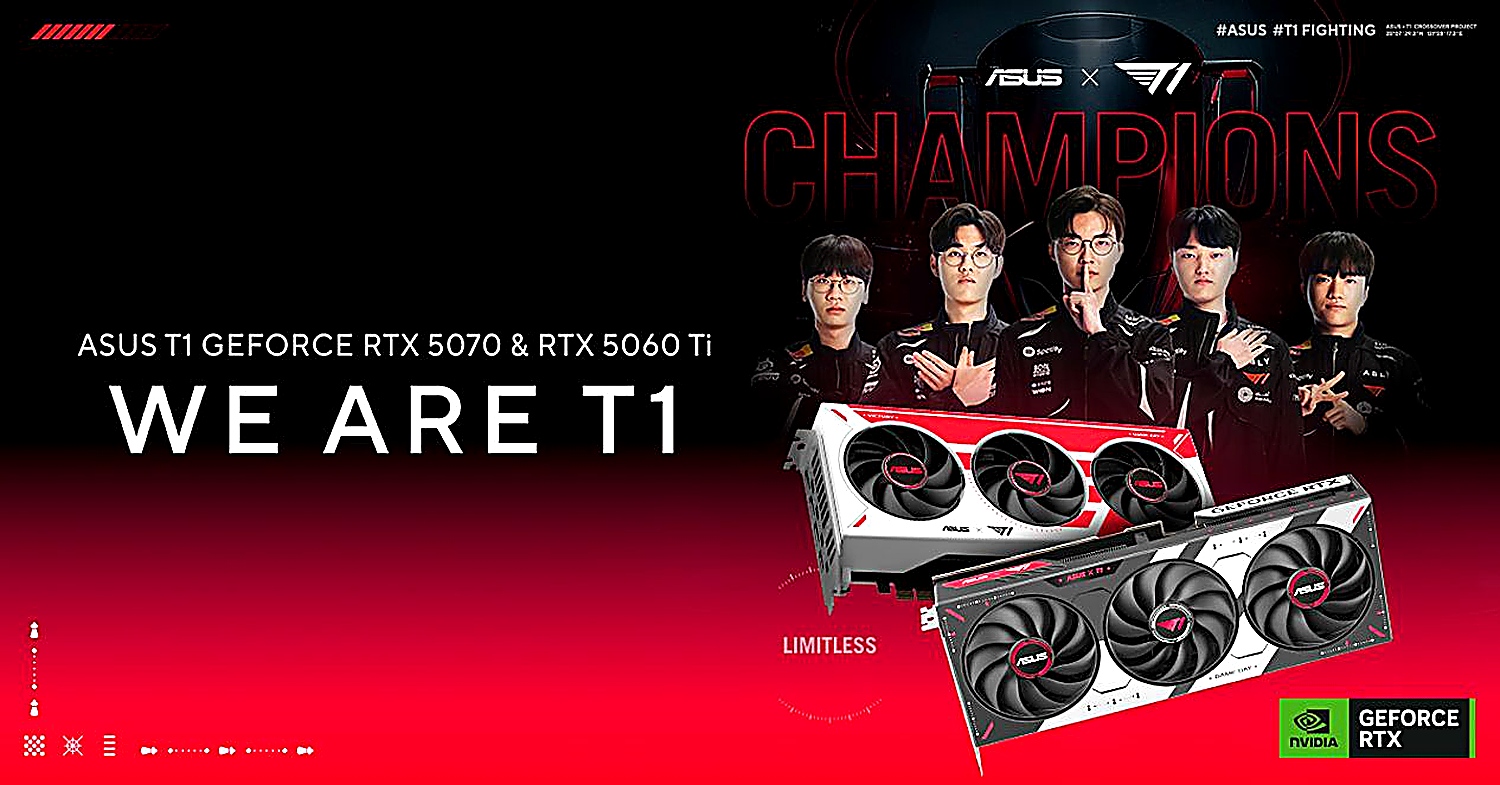 ASUS Launches T1 Special Edition RTX 5070 and RTX 5060 Ti for Esports-Focused PC Builds