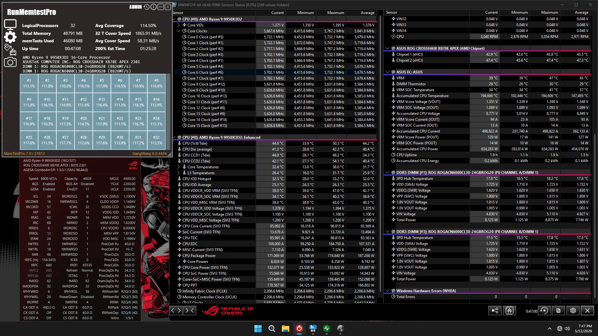 ASUS ROG DDR5 Memory Hits 8800 MT/s: Extreme Overclocking for Gaming and Workstations