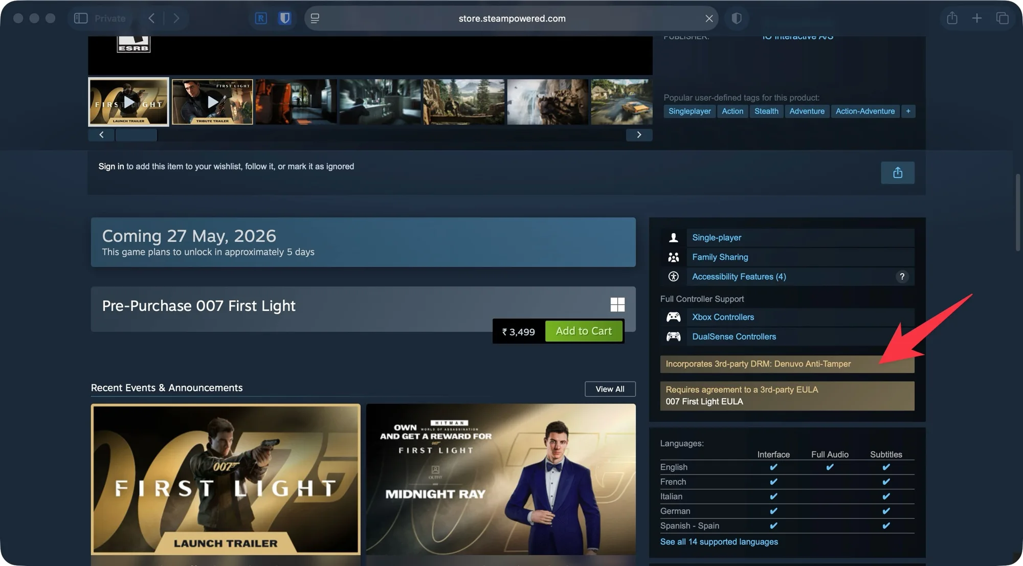 007 First Light’s Last-Minute Denuvo DRM Triggers Player Backlash