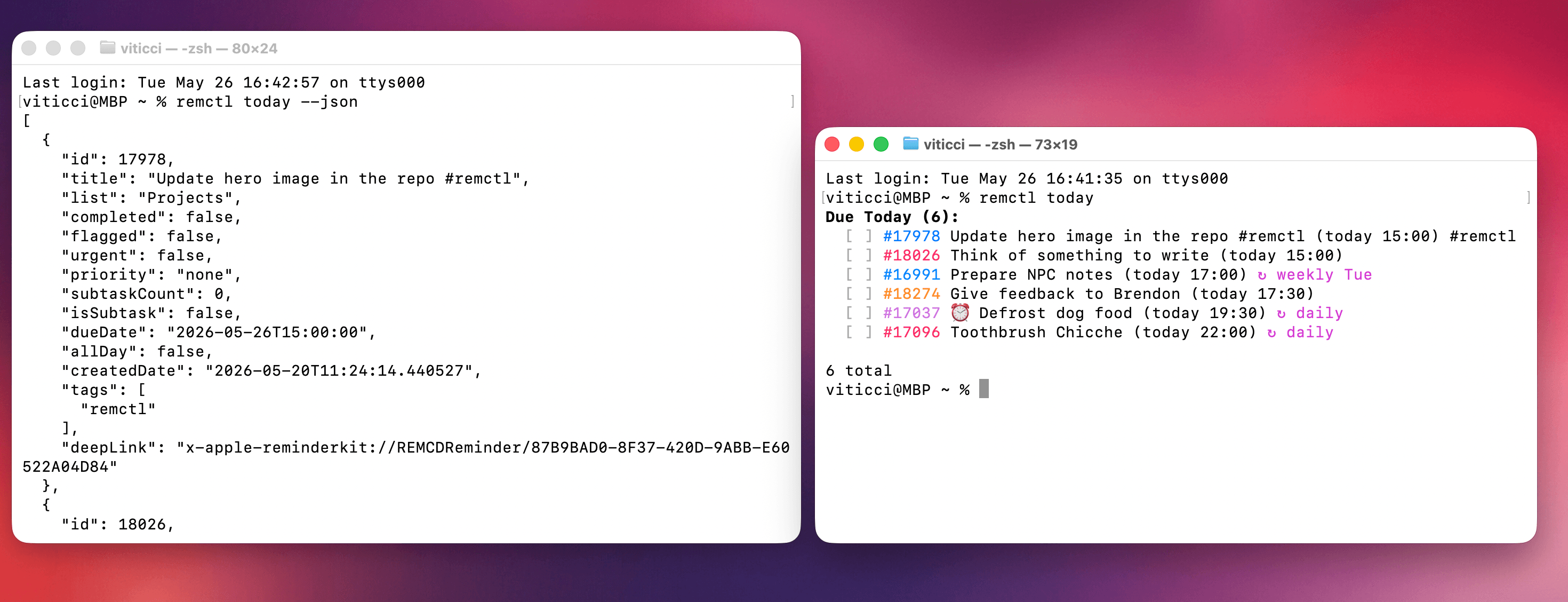 RemCTL Brings Full Reminders Power to the Command Line