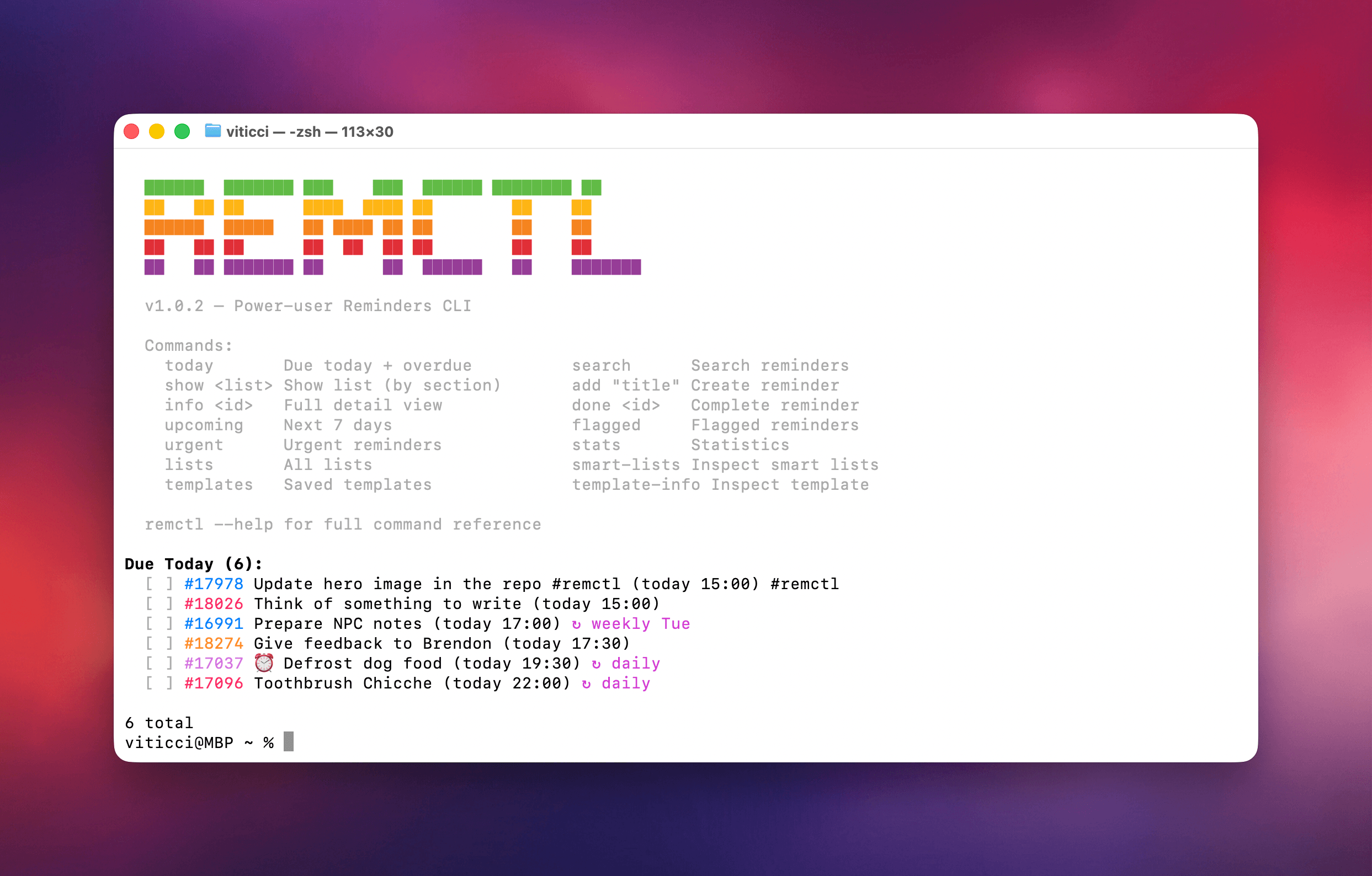 RemCTL Brings Full Reminders Power to the Command Line