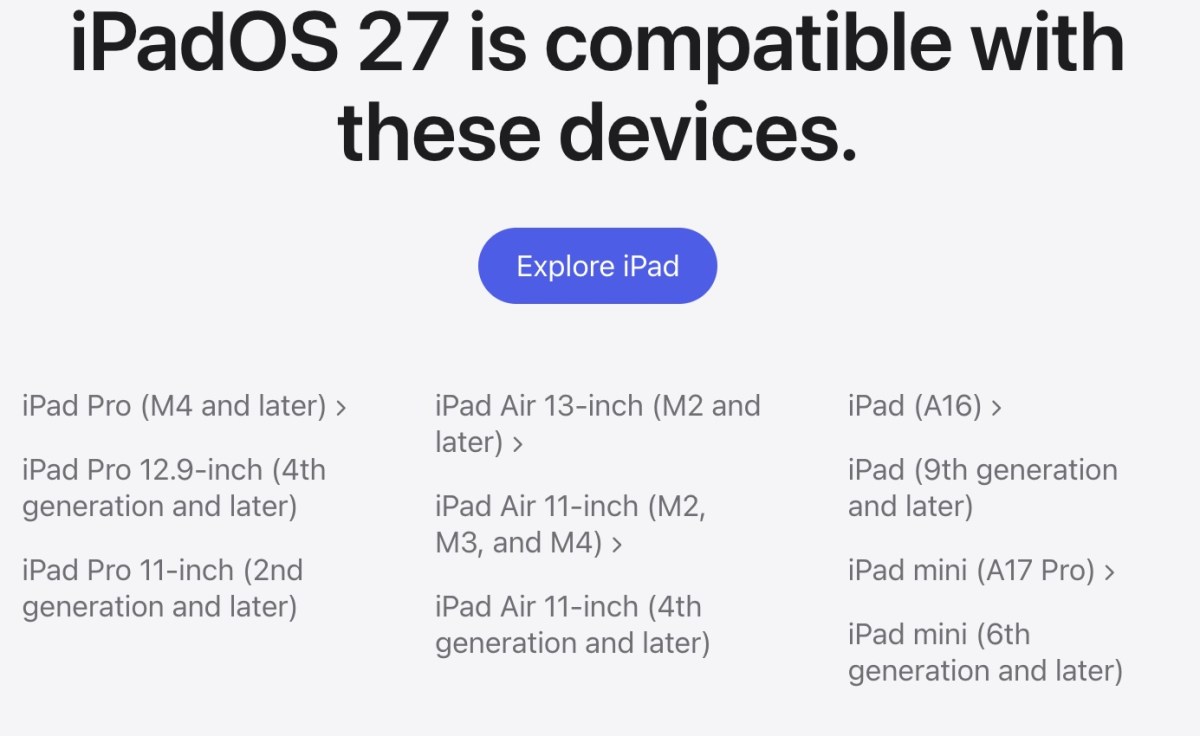 iOS 27, iPadOS 27 and macOS 27 Compatibility Guide