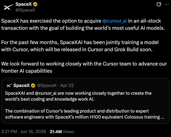 SpaceX’s $60 Billion Cursor Deal Reshapes AI Coding and Startup Valuations