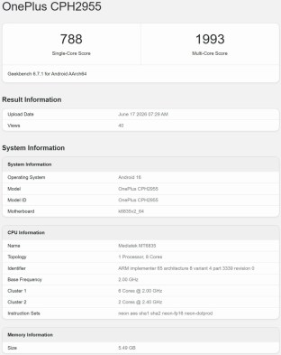 OnePlus N6 Specs Leak Confirms Dimensity 6300 and 8,000mAh Battery Ahead of June 30 Launch