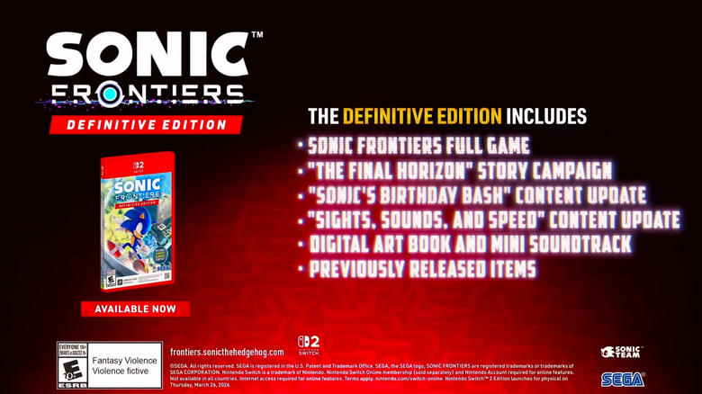 Sonic Frontiers Definitive Edition Speeds Onto Nintendo Switch 2