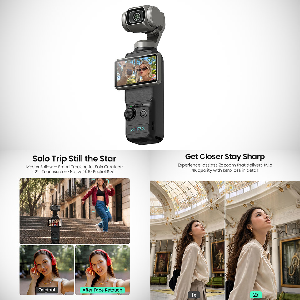Pocket Gimbal Cameras Under $350: Xtra Muse vs. DJI Osmo Pocket 3