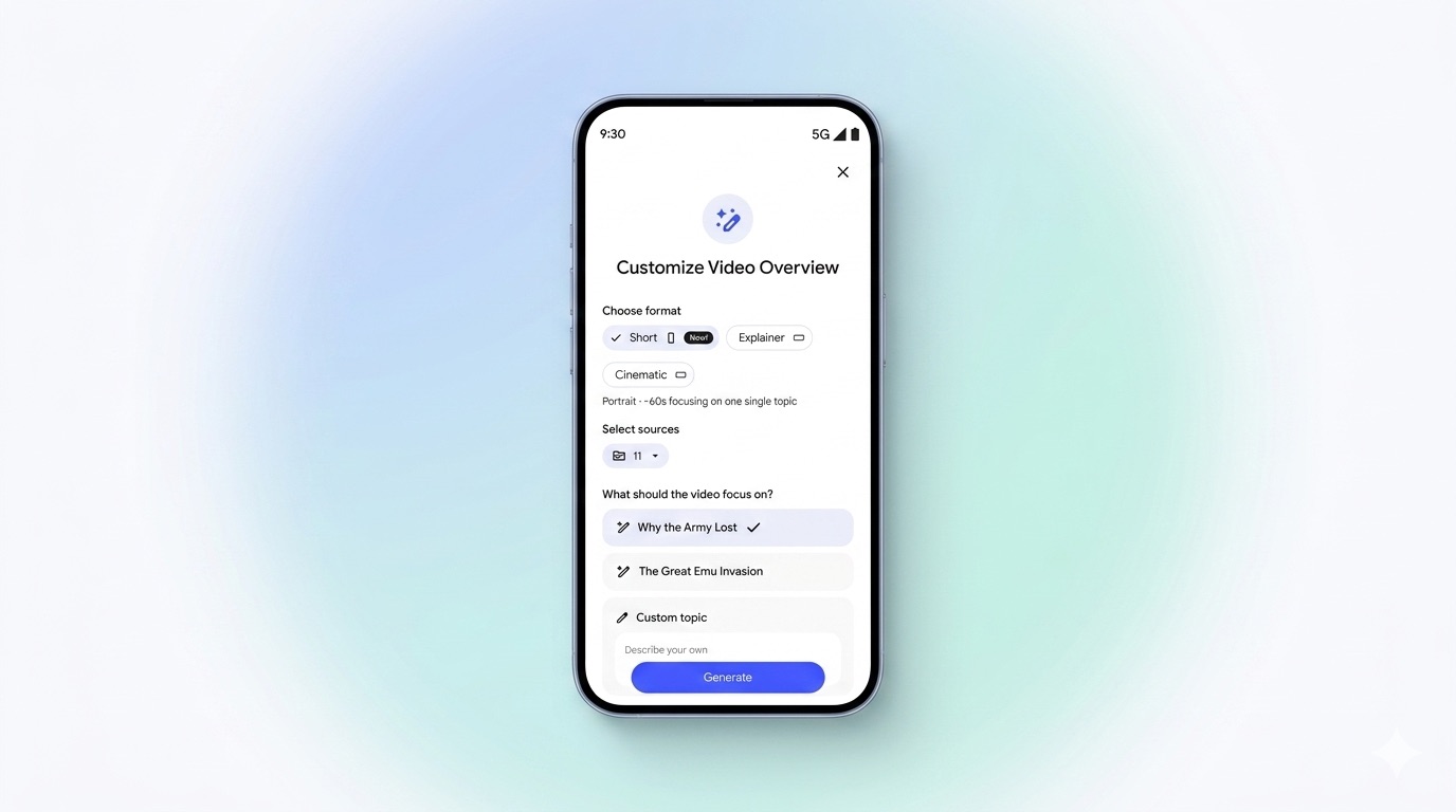 NotebookLM’s AI Video Generator Turns Notes Into 60-Second Stories