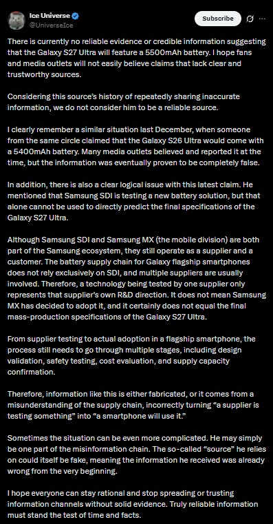 Galaxy S27 Ultra Battery Rumors Debunked: What Still Holds Up