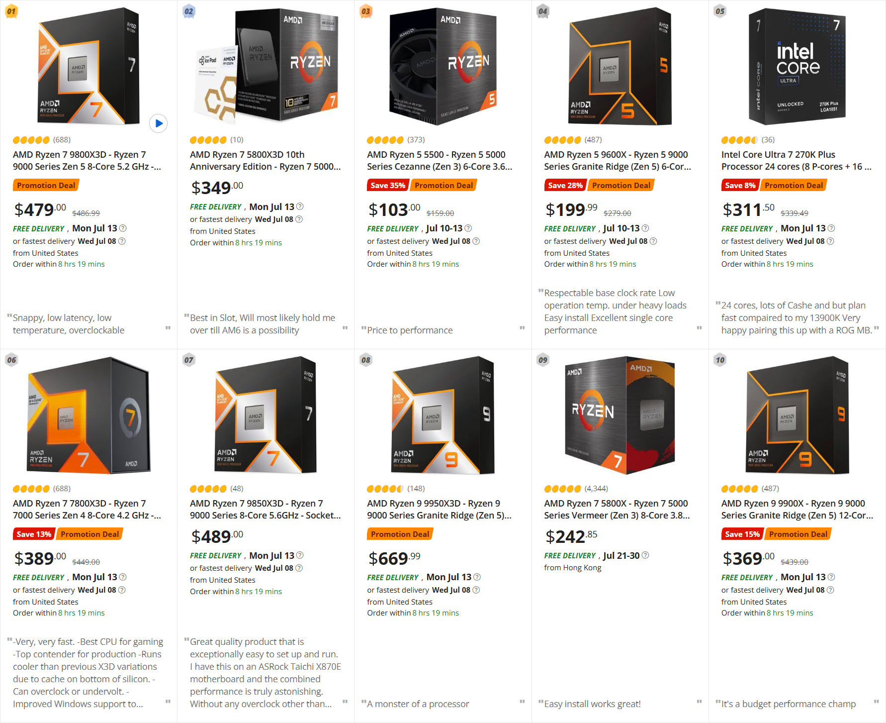 AMD Ryzen CPUs Dominate Enthusiast Builds: Best Current Deals on Gaming and Workstation Models