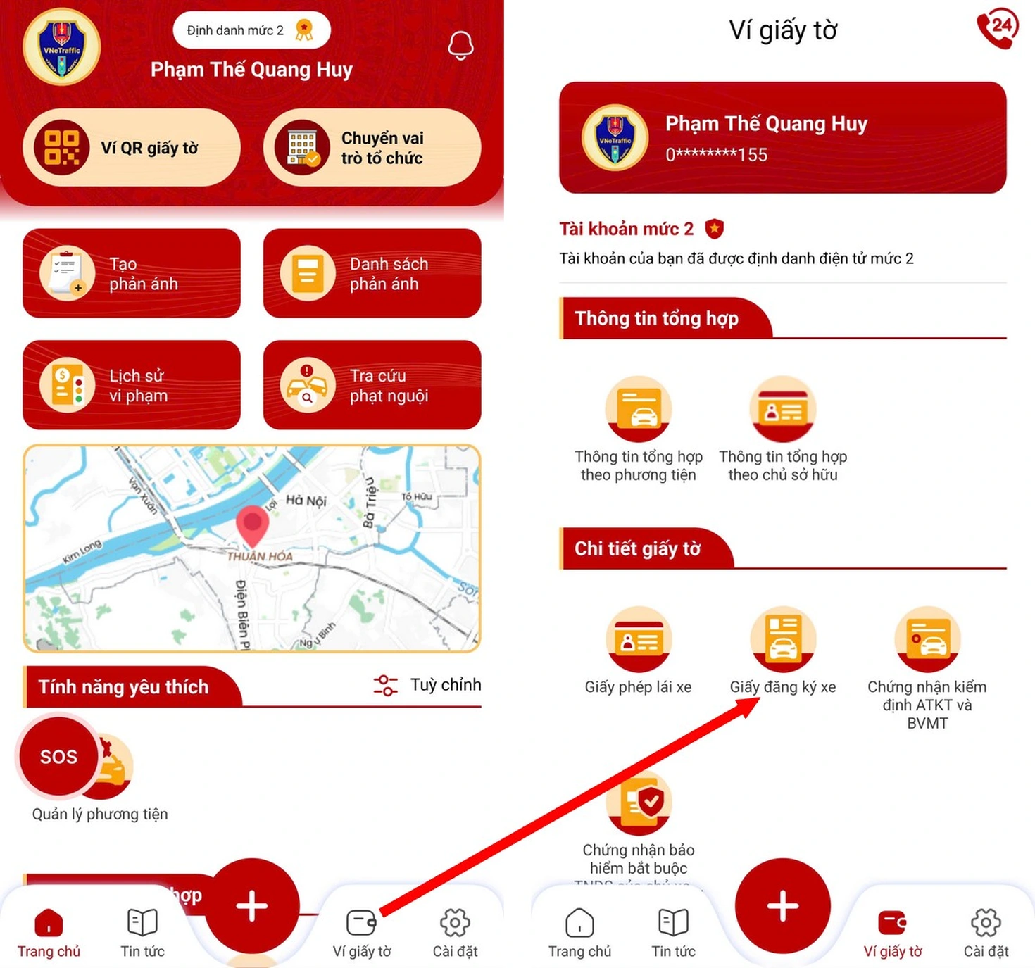 Hướng dẫn dùng VNeTraffic xuất trình giấy đăng ký xe điện tử