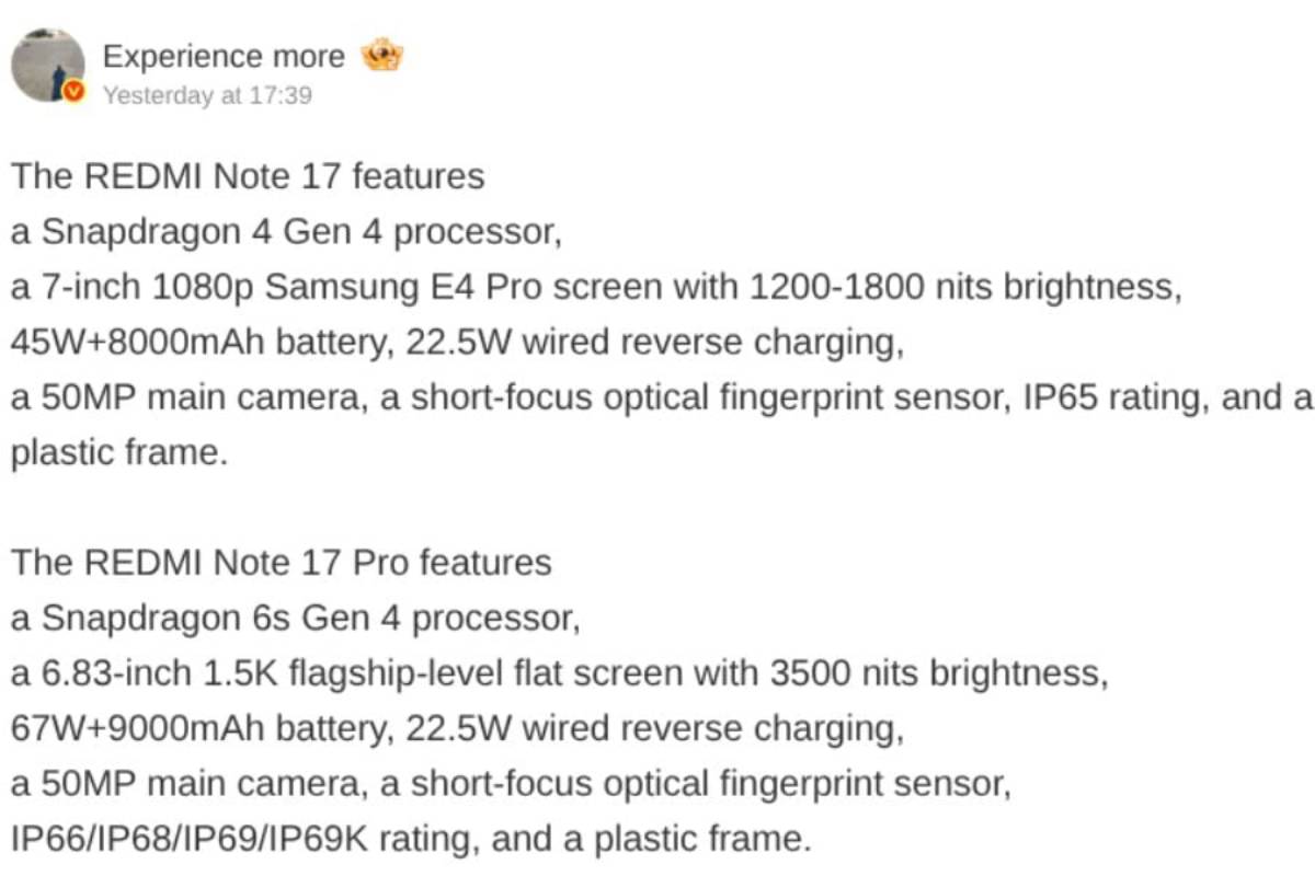 Redmi Note 17 ra mắt: màn 7 inch, pin 9.000mAh và cú lật kèo Snapdragon