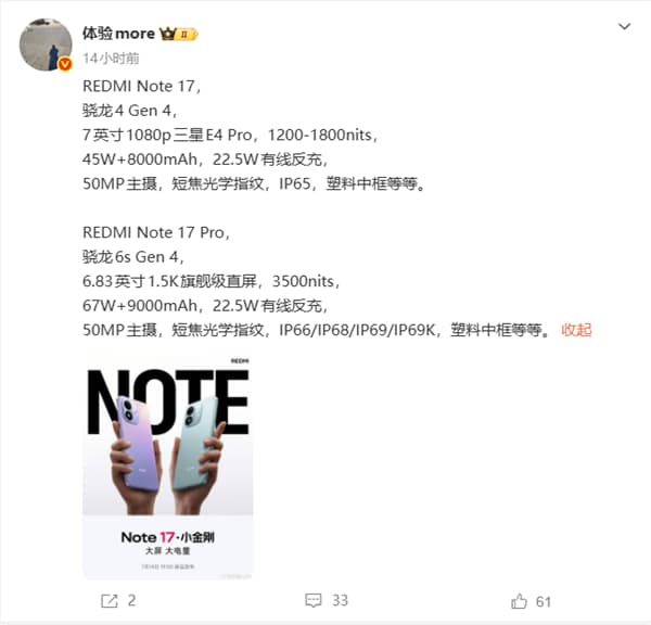 Redmi Note 17 Series Debuts With Big Batteries and Snapdragon Power