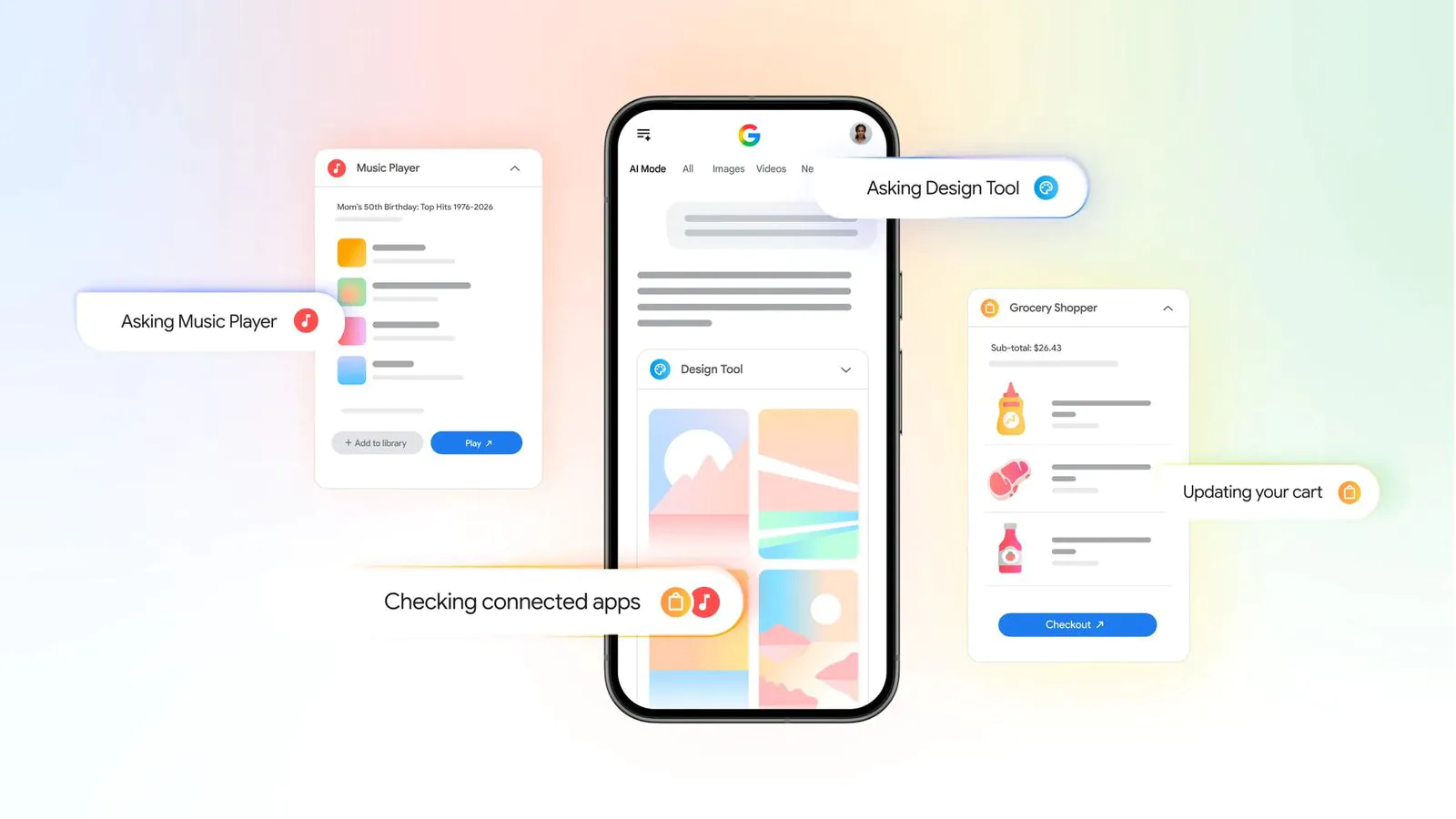 Google AI Mode: Kết nối Canva, YouTube Music, Instacart để hoàn thành việc nhanh hơn