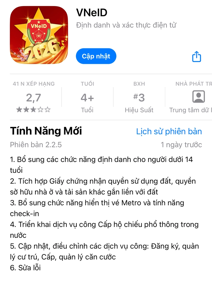 Hướng dẫn dùng 5 tính năng mới trên VNeID phiên bản 2.2.5