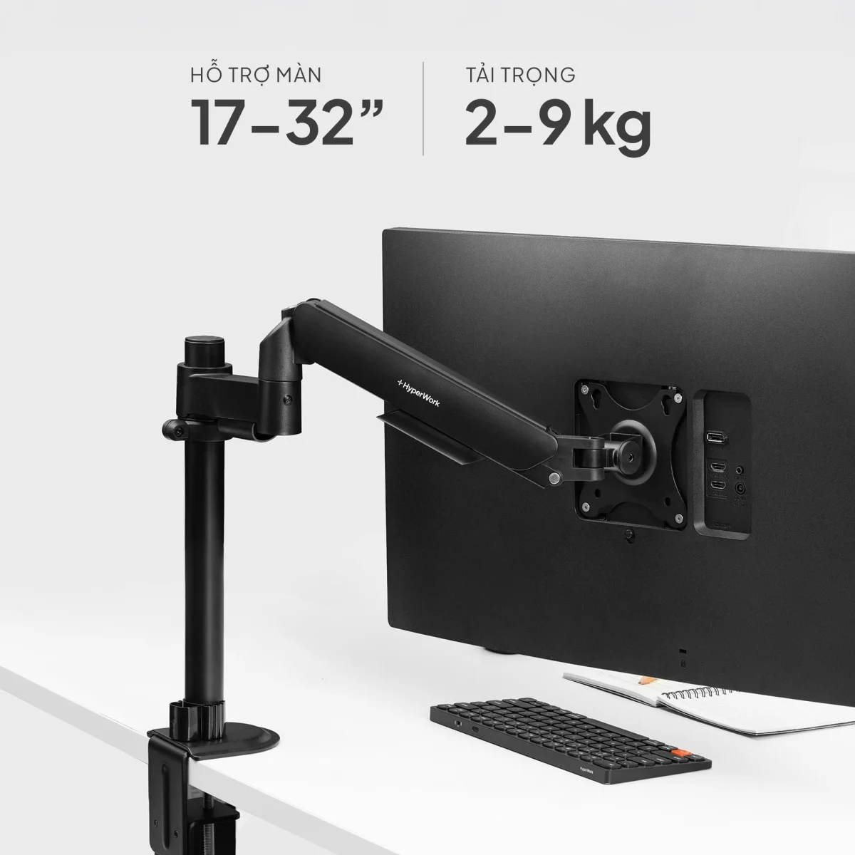 HyperWork P1 Single: tay monitor arm chuyên dụng cho góc làm việc sáng tạo