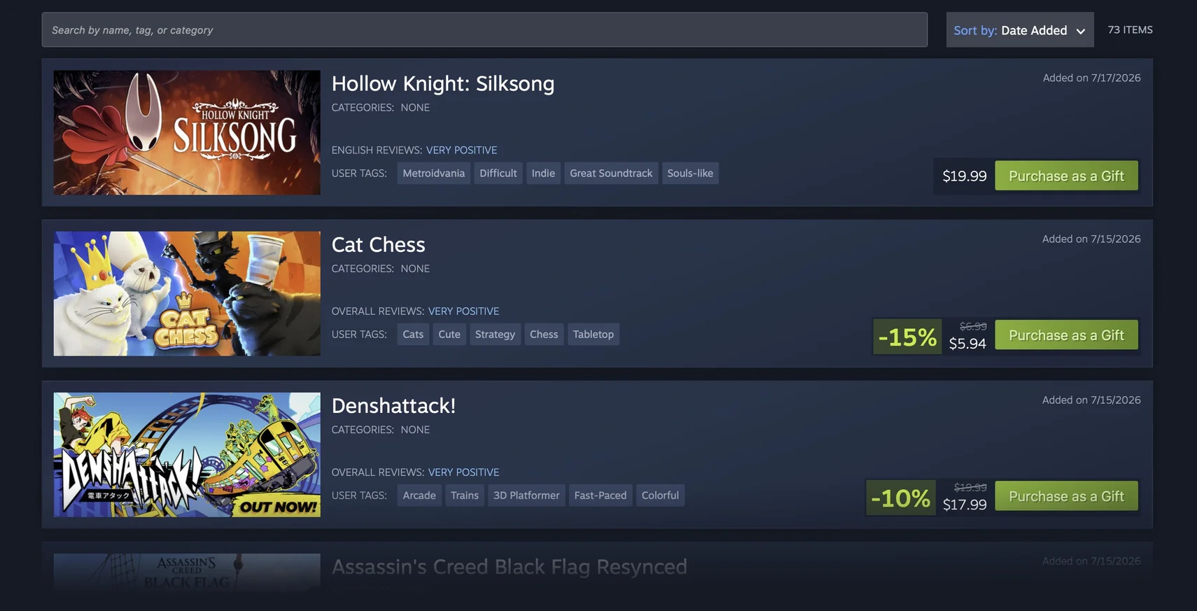 Steam Wishlist Phân Loại Và Tặng Quà: Bước Tiến Nhỏ, Ảnh Hưởng Lớn