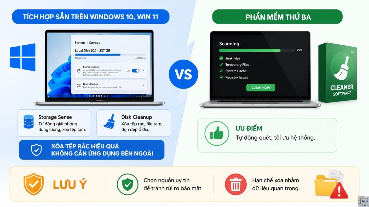 Cách xóa tệp rác Windows đúng cách để laptop chạy mượt mà