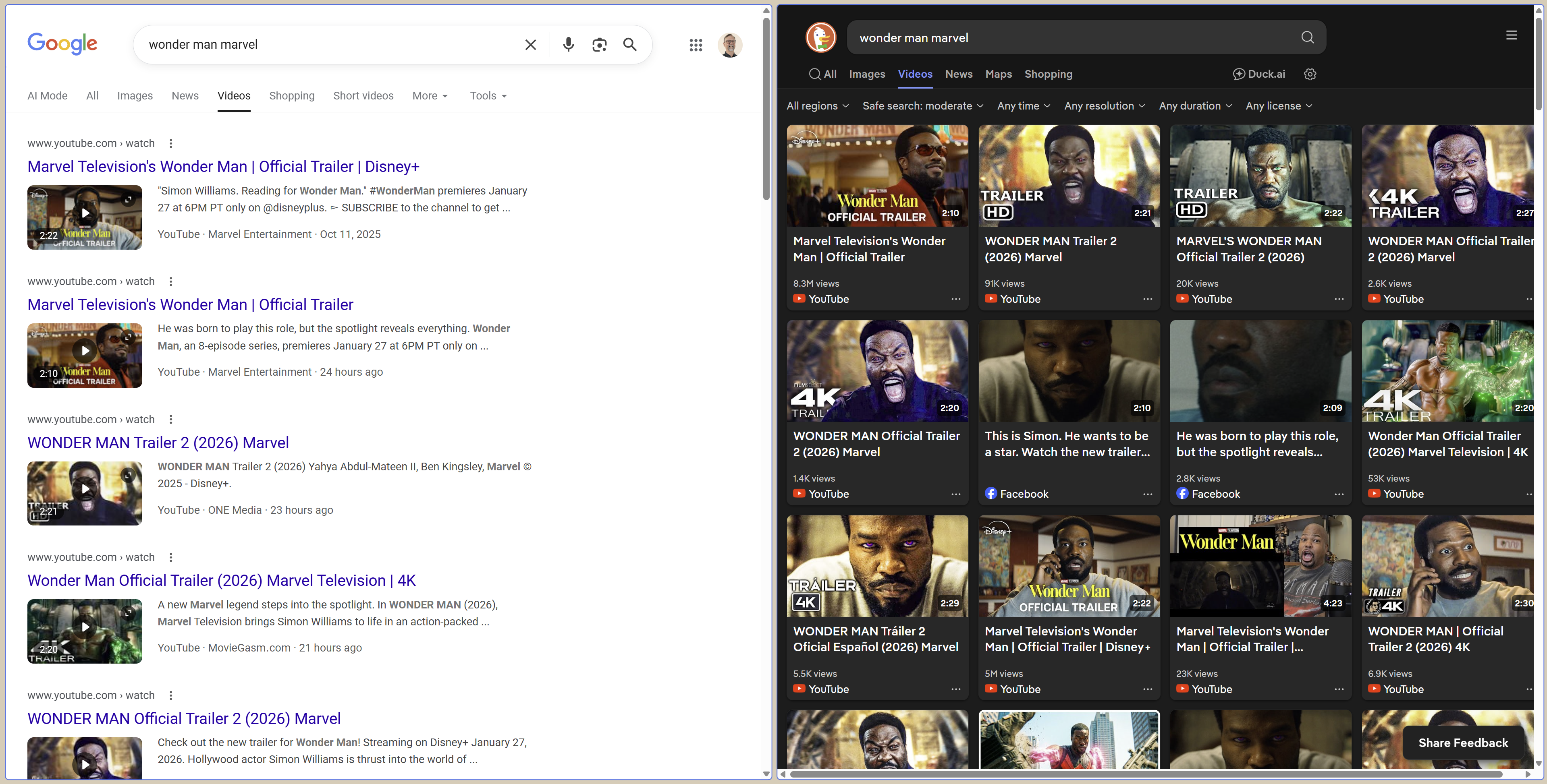 DuckDuckGo vs. Google Search: Privacy Control in the Age of AI