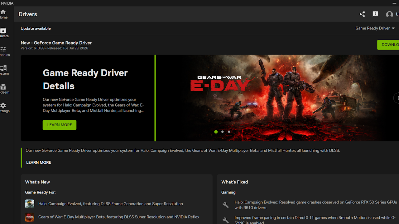 NVIDIA’s 610.88 WHQL Fixes Big RTX 50 Crashes—but Not All of Them