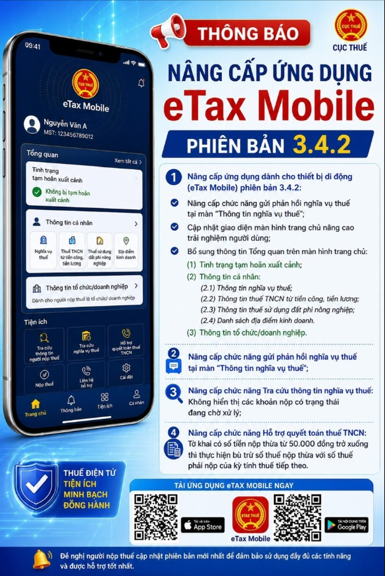 eTax Mobile 3.4.2 với Chatbot AI 2.0: nhanh hơn, ít sai hơn