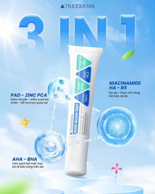 Trioderma Anti Acne Gel: kem chấm mụn viral có đáng tiền?