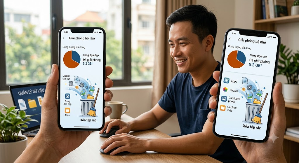 Giải phóng dung lượng điện thoại: xóa cache ứng dụng an toàn