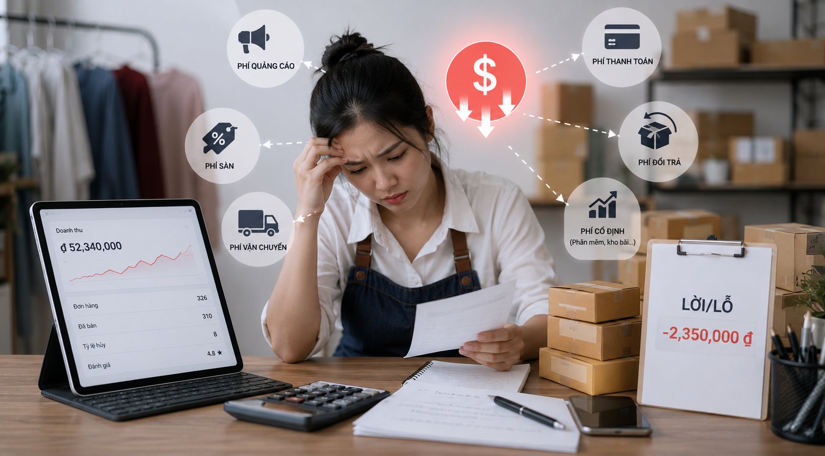 Doanh thu tăng nhưng shop online vẫn lỗ: cuộc chơi phí ẩn trên sàn