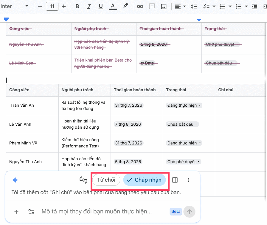 Gemini trong Google Docs: tạo bảng, âm thanh và tóm tắt tài liệu nhanh hơn