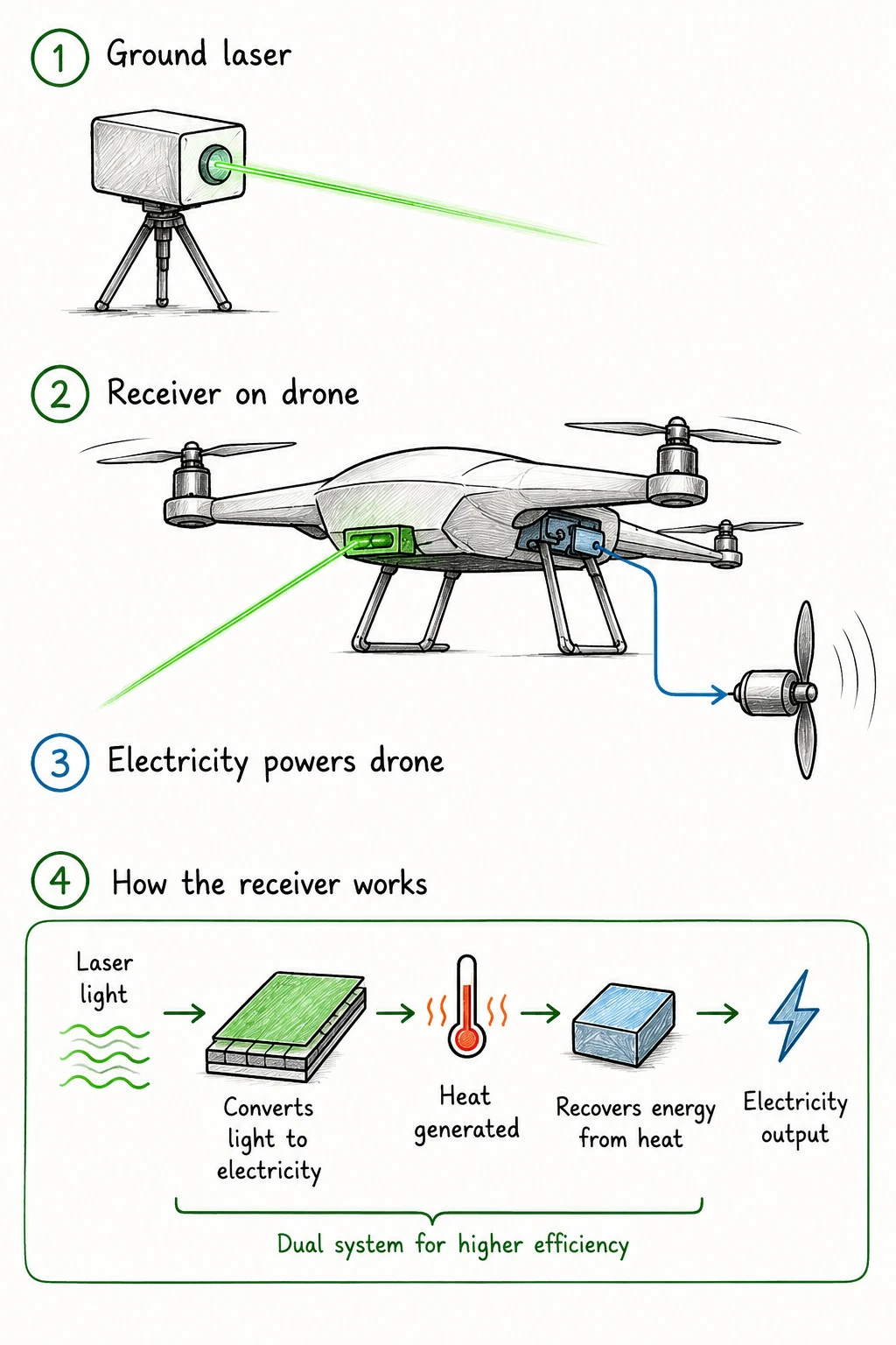 Laser Drone Charging: In-Flight Power for Endless Missions