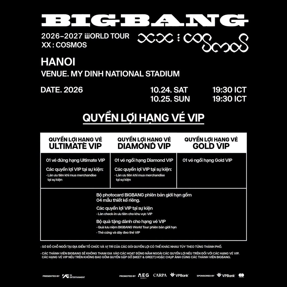 BIGBANG Hà Nội: Giá vé 10,5 triệu, seat map và quyền lợi nào đáng tiền?