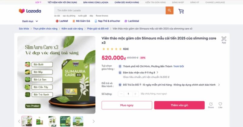 Slimaura Care x3 dùng giấy công bố giả mạo: cảnh báo người mua thực phẩm chức năng giảm cân
