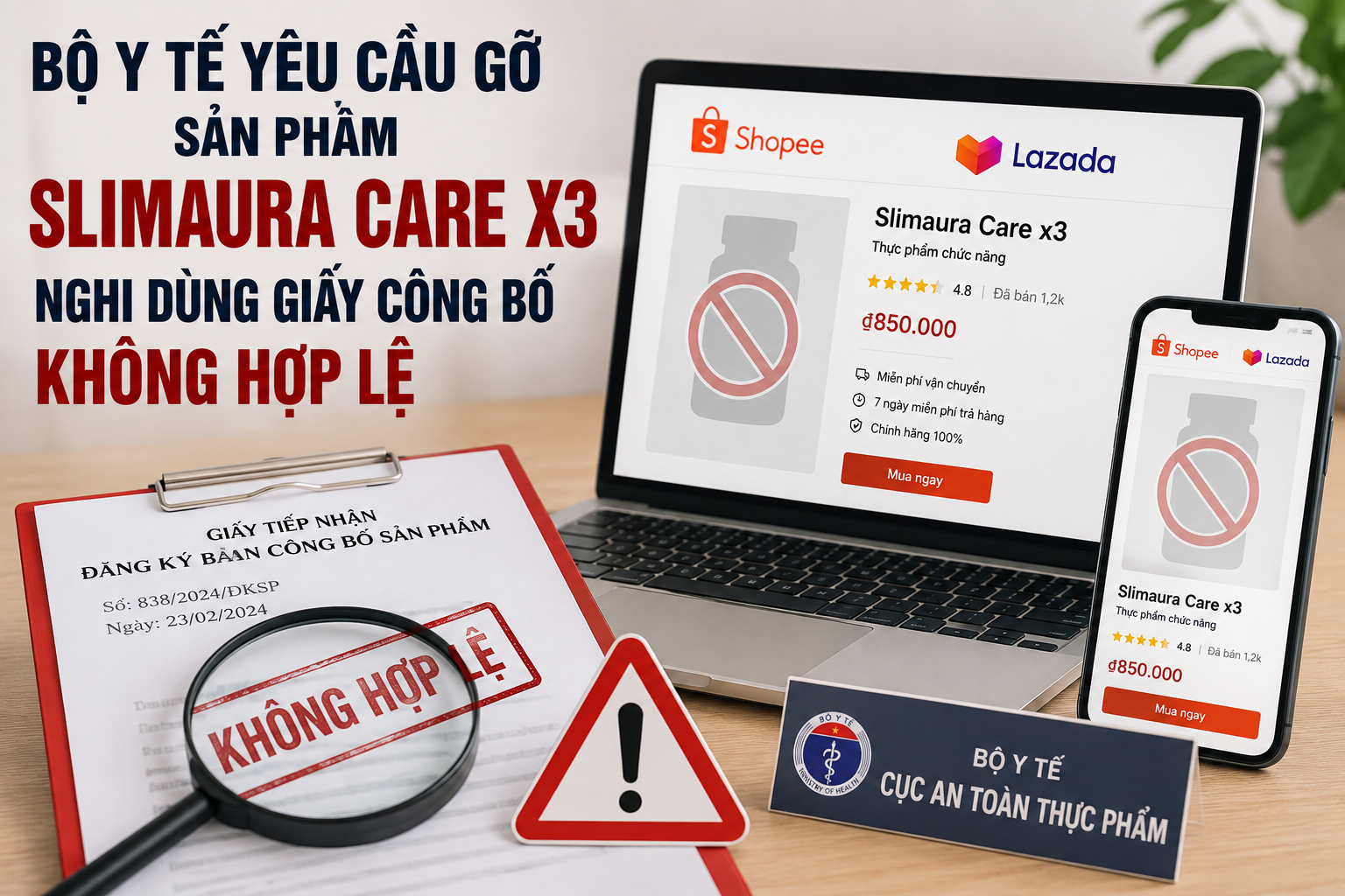 Cục An toàn thực phẩm yêu cầu gỡ bỏ sản phẩm giảm cân Slimaura Care X3