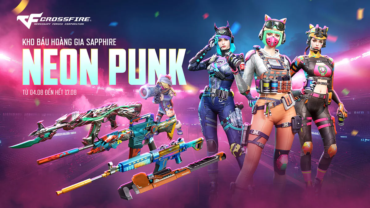 Kho Báu Hoàng Gia Sapphire Neon Punk: Đỉnh cao vũ khí cosmetic CrossFire