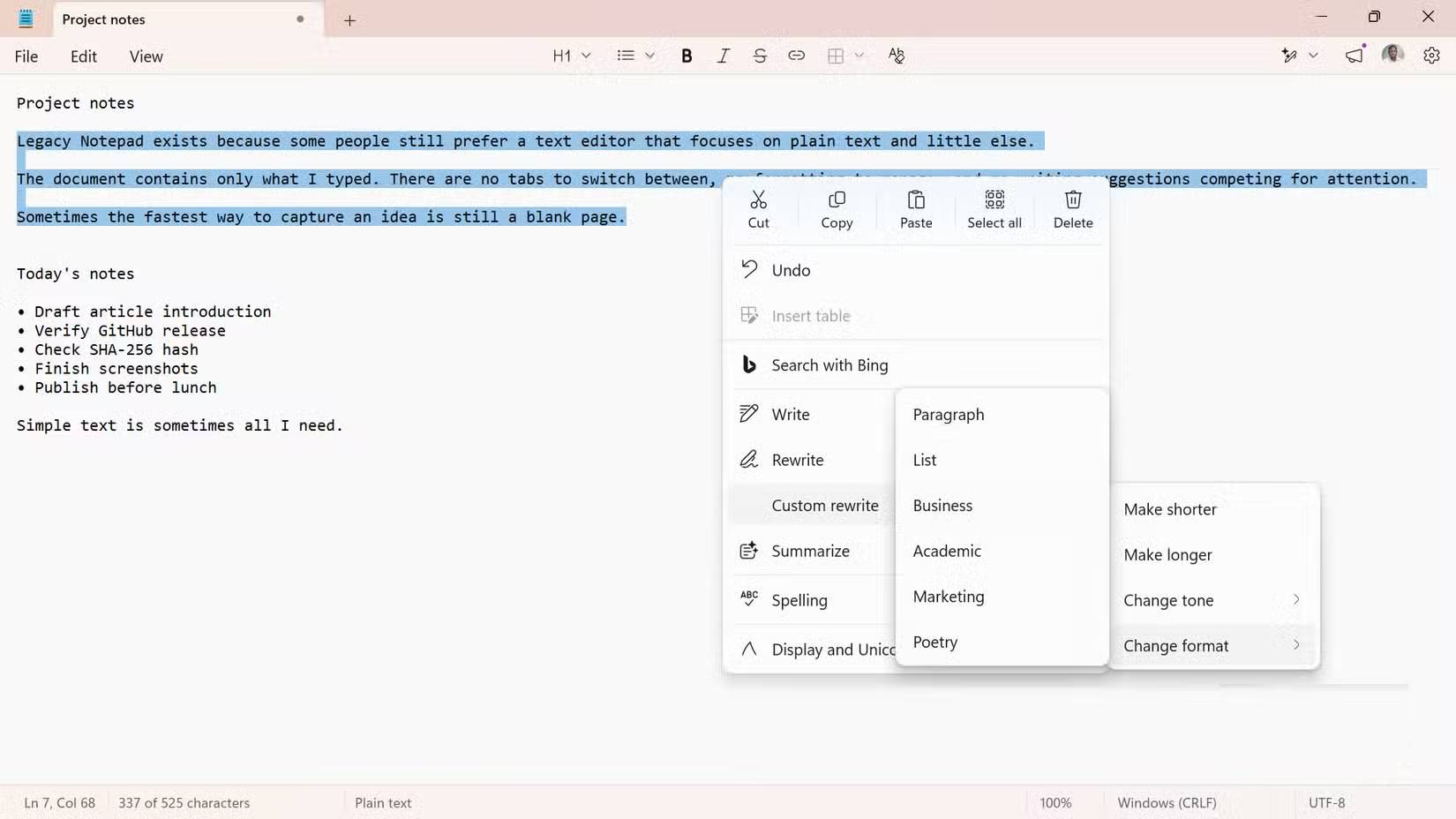 Notepad với AI: nâng cấp cần thiết hay sự rườm rà?