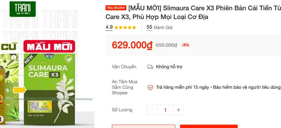 Slimaura Care x3 dùng giấy công bố giả mạo: cảnh báo người mua thực phẩm chức năng giảm cân