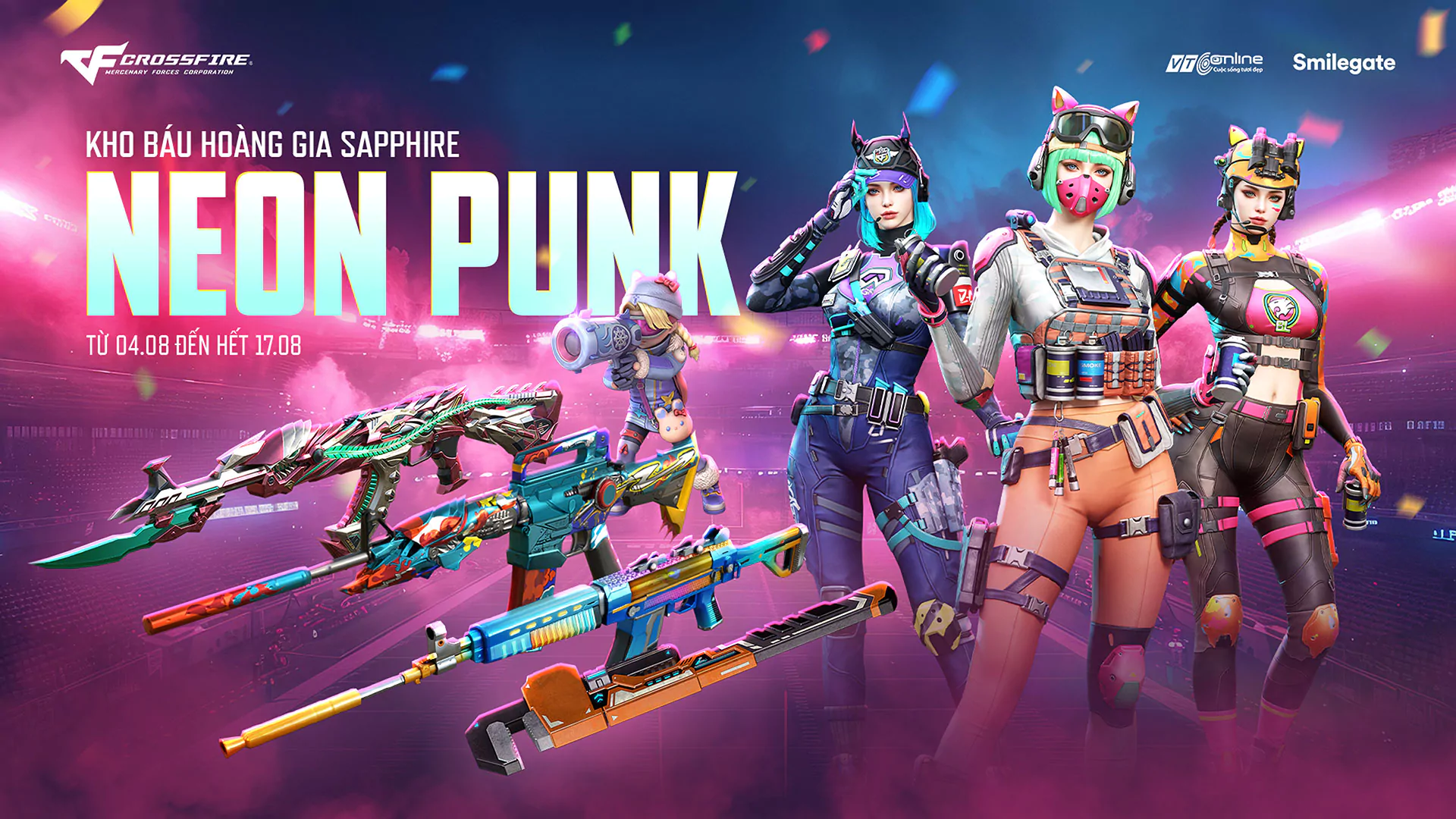 Kho Báu Hoàng Gia Sapphire Neon Punk: Đỉnh cao vũ khí cosmetic CrossFire