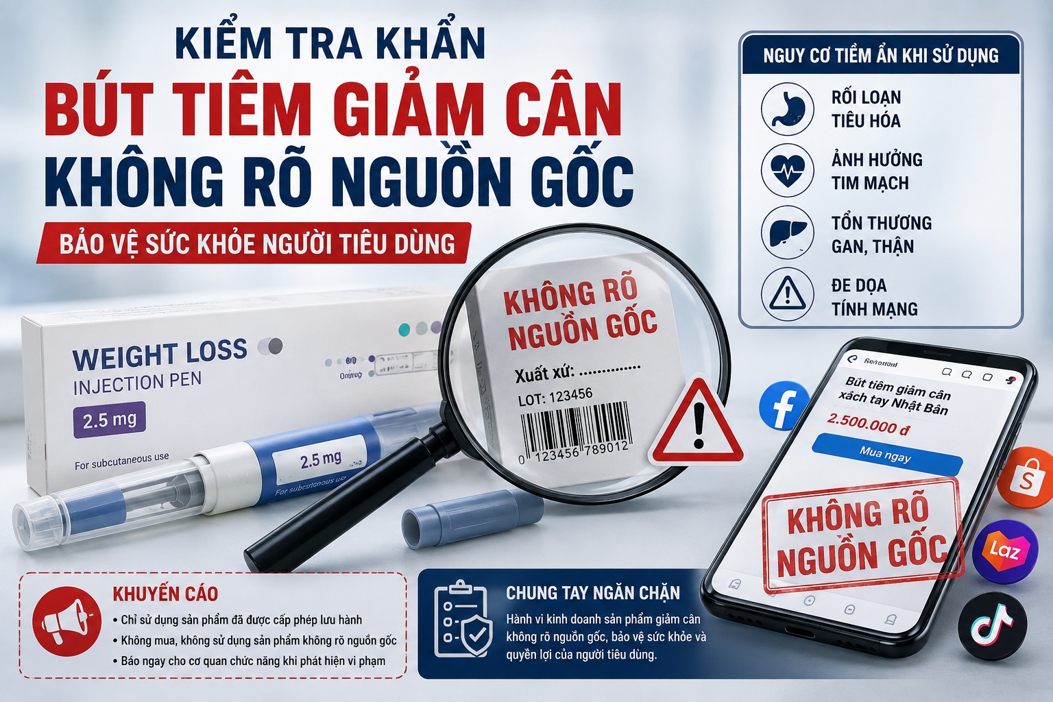 Bút tiêm giảm cân bất hợp pháp: Cạm bẫy tràn lan trên mạng