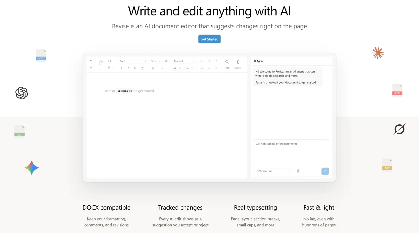 AI-Powered Document Editing With Full Revision Transparency