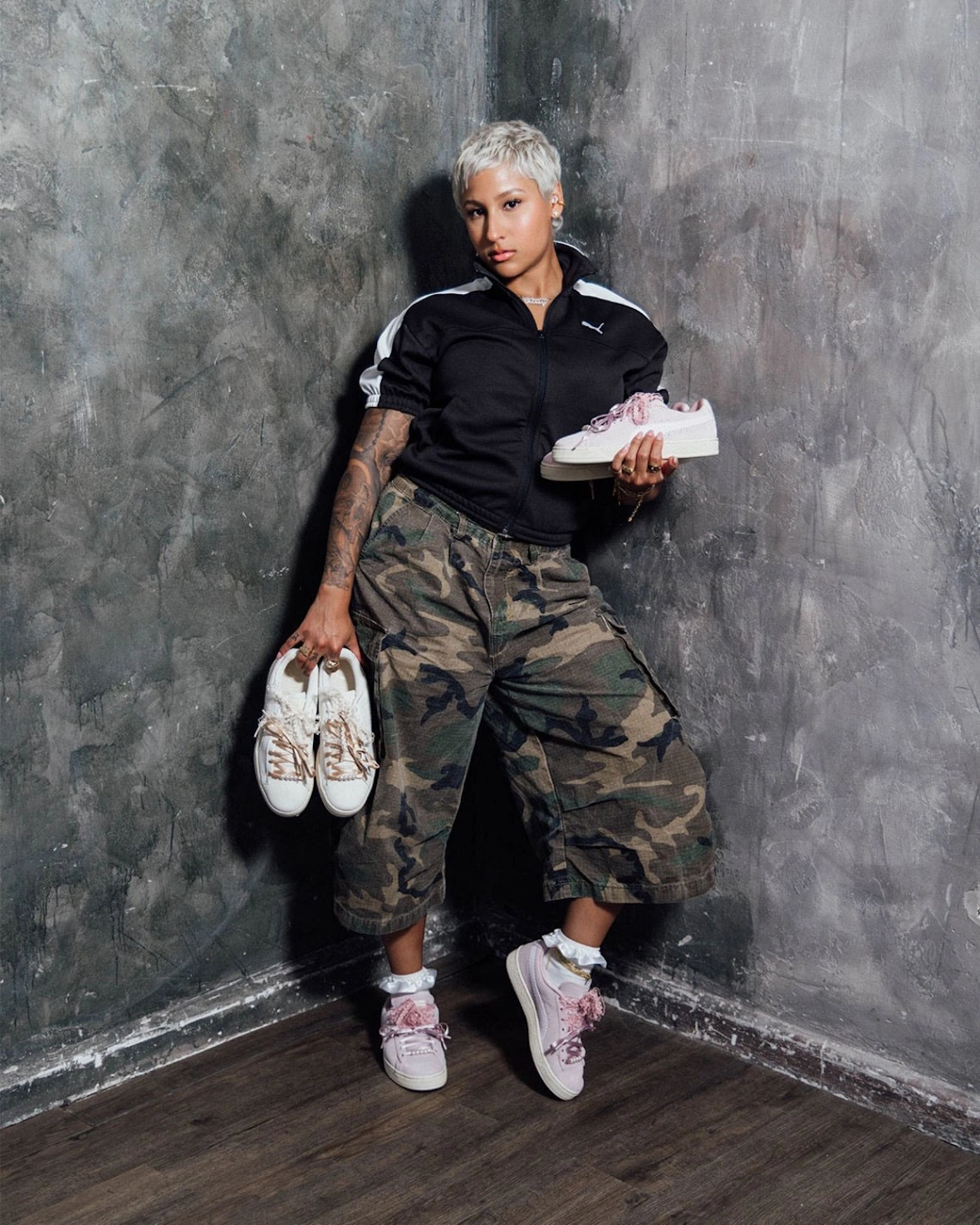 PUMA Suede Bloom Drops with Faux Pearls and Lace