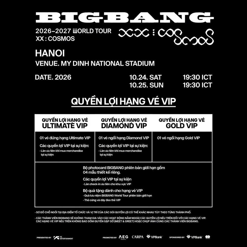 Concert BIGBANG tại Hà Nội: Bảng giá vé 10 hạng và điều người hâm mộ cần biết