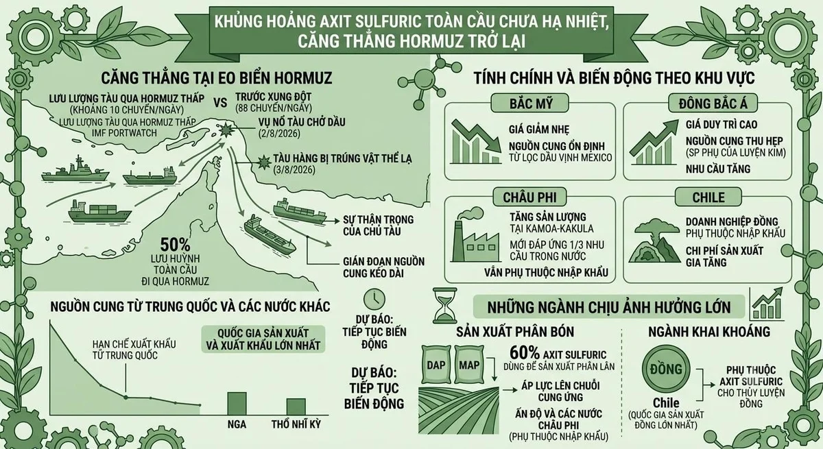 Eo biển Hormuz căng thẳng: Chuỗi năng lượng và phân bón toàn cầu bị bẻ cong