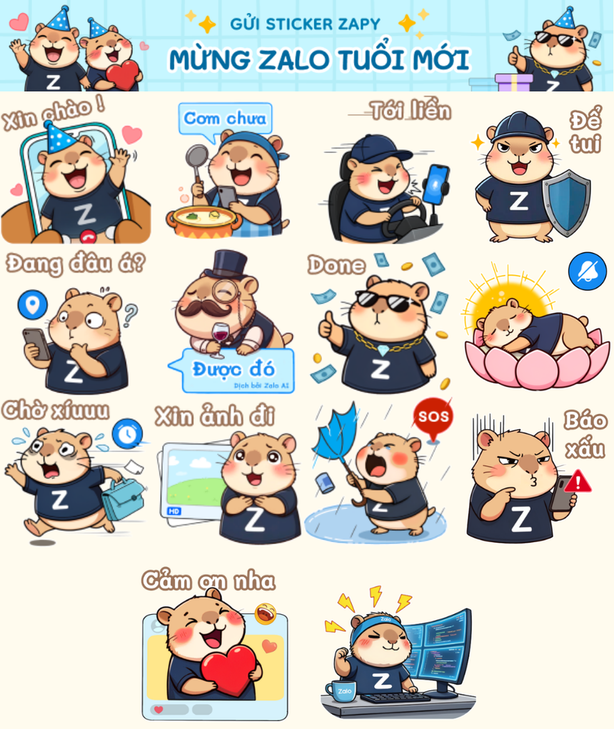 Zalo kỷ niệm 14 năm với Zapy công sở phiên bản mới