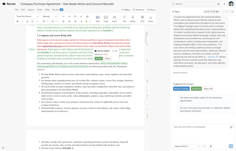 AI-Powered Document Editing With Full Revision Transparency