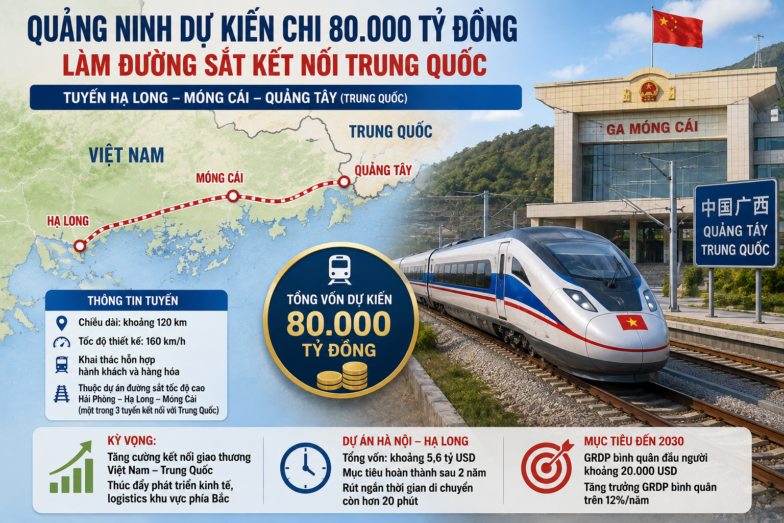 Quảng Ninh tự bố trí 80.000 tỷ đồng làm đường sắt tốc độ cao: tham vọng hay bước ngoặt?