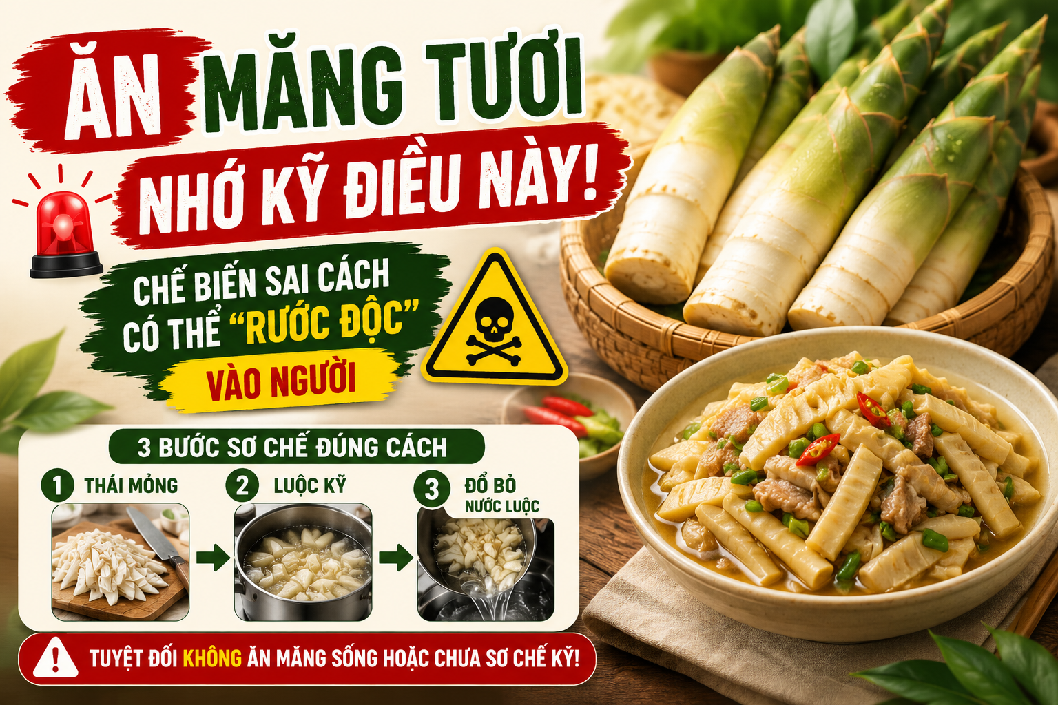 Cách sơ chế măng tươi an toàn và ngon miệng tại nhà