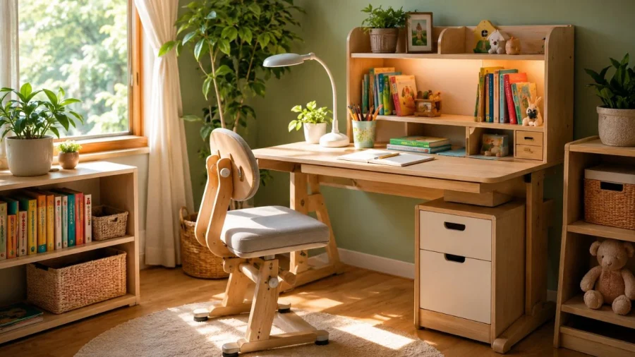 Bố trí góc học tập cho trẻ: Hướng dẫn chọn bàn học và balo chống gù lưng khi chuẩn bị lớp 1