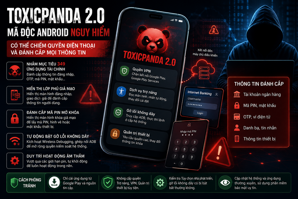 ToxicPanda 2.0: Mã độc Android ngân hàng đang biến điện thoại thành ví tiền mở khóa