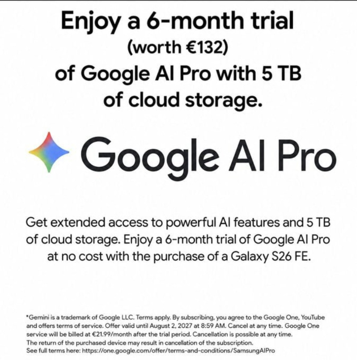 Galaxy S26 FE kèm Google AI Pro 6 tháng: Mua là lời